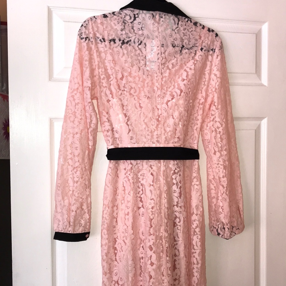 Bebe pink lace shirt dress